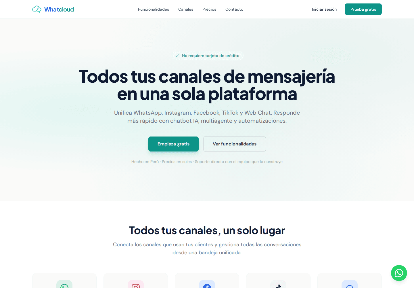 Web pública de presentación de Whatcloud.